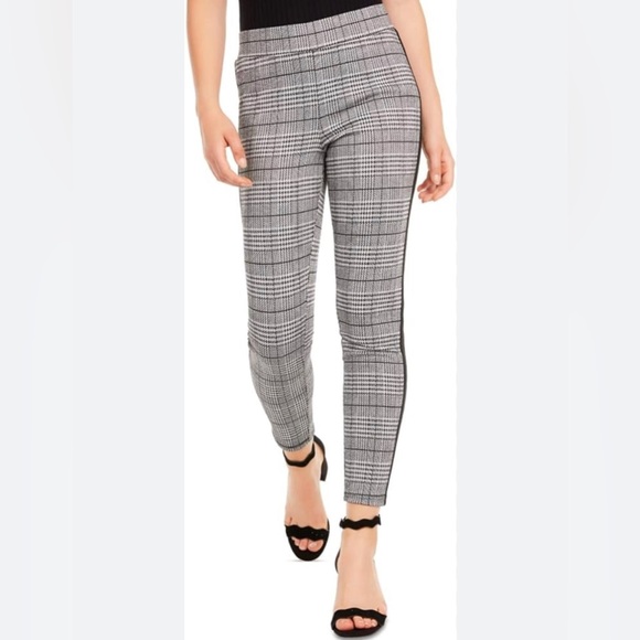 CALVIN KLIEN TWILL High RISE PULL ON PANTS BLACK CAMEL AND IVORY - Picture 2 of 9